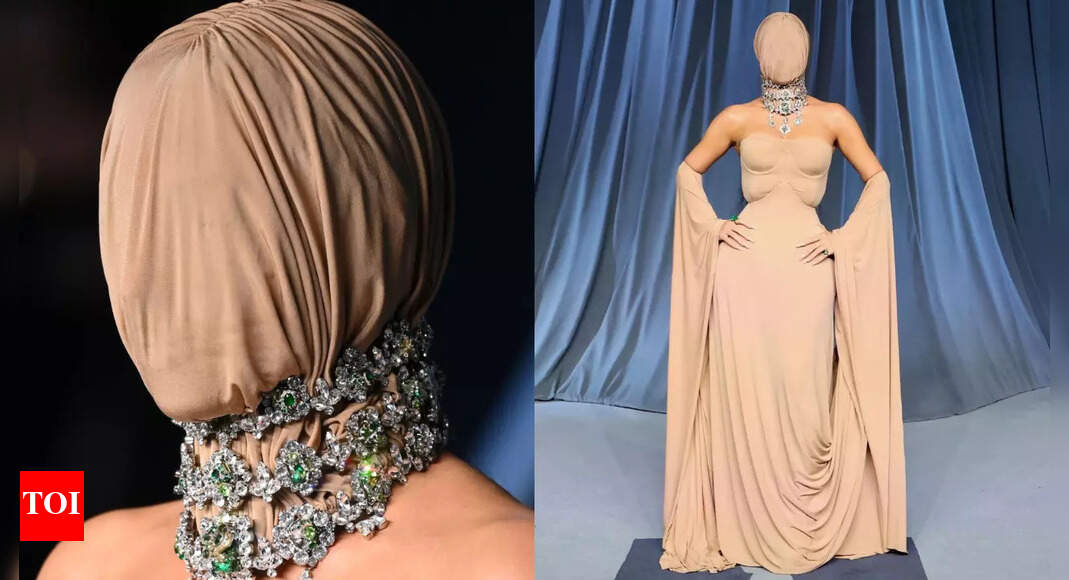 Kim Kardashian’s face-covering gown! A red carpet look so wild, you won’t believe it’s real