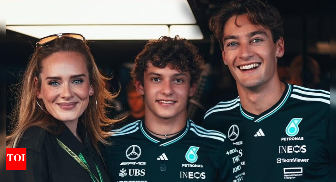 Adele returns to public eye at F1 US Grand Prix as she joins George Russell in Mercedes pit before Verstappen wins