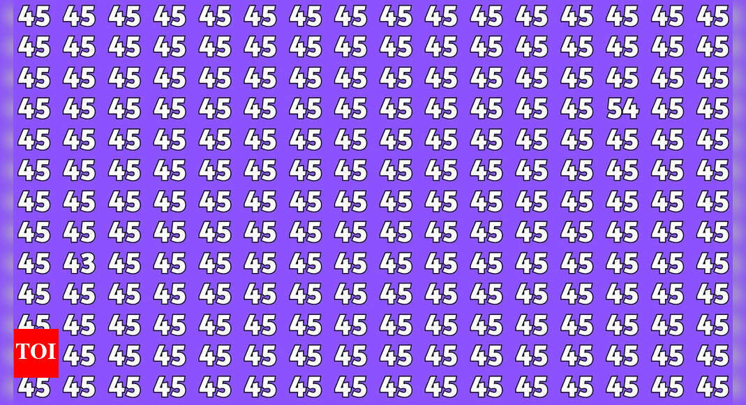 Optical illusion: Spot the inverted 54 and 43 among 45s in just 7 seconds – The Times of India