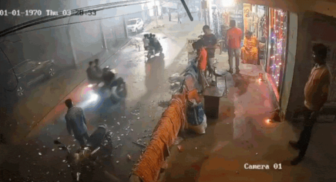 Caught on cam: Motorcycle carrying fireworks explodes in Odisha; 2 injured