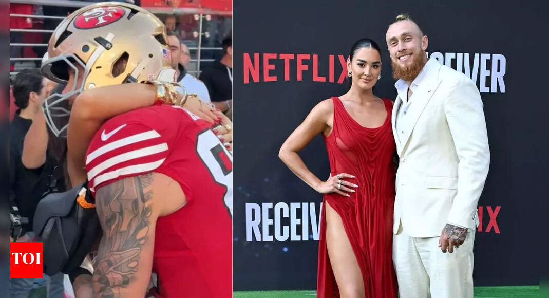 George Kittle’s “backup wife hug” with Kristin Juszczyk becomes the funniest off-field moment of the 49ers game