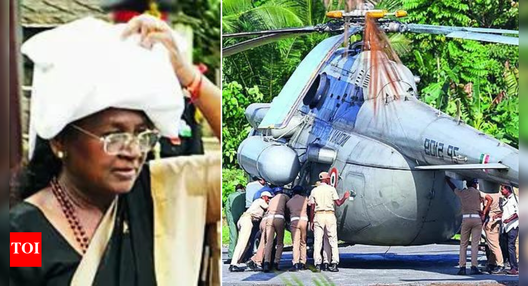 President Murmu lands in Kerala, her chopper gets stuck on helipad President Murmu lands in Kerala, her chopper gets stuck on helipad