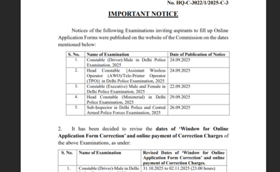 SSC updates Delhi Police exam correction window deadline for Constable, Head Constable, and SI: Check revised dates here