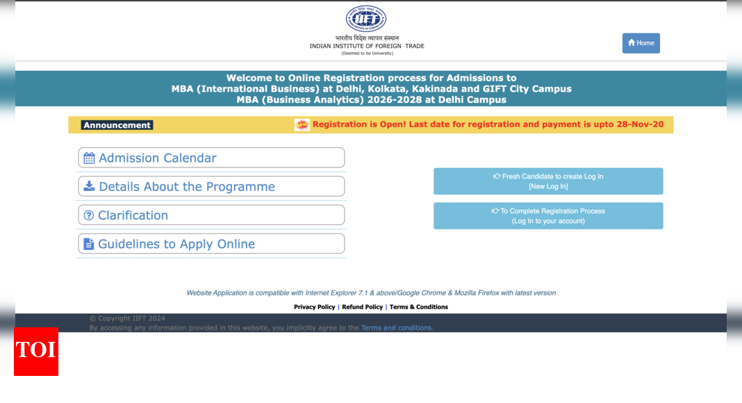 IIFT MBA admissions 2026: Registration window opens at iift.ac.in; check eligibility and direct link to apply here