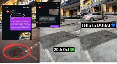 'This is Dubai': Resident cheers road authority for swift pothole fix reported on Instagram