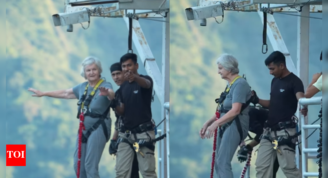 82-year-old woman defies age with stunning bungee jump in Rishikesh