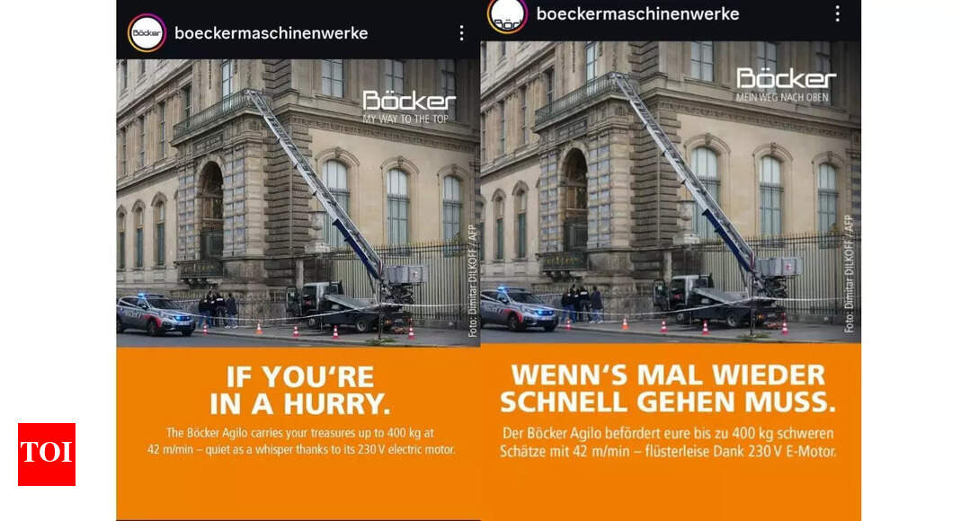 German company shares photo of forklift used in Louvre heist to promote itself