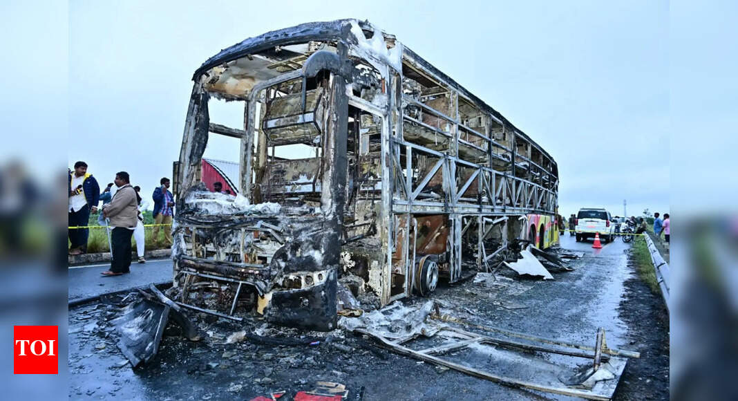 <div>'Bike dragged under bus': How Andhra fire mishap unfolded; motorcyclist, 19 passengers dead</div> <div>'Bike dragged under bus': How Andhra fire mishap unfolded; motorcyclist, 19 passengers dead</div>