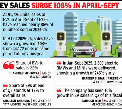 At 5%, EV share in car sales nearly doubles in yr