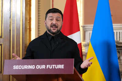 Ukraine's President Volodymyr Zelenskyy speaks to the media after a meeting of the so-called  'Not just 2 companies': Zelensky urges US to 'expand' Russian oil curbs