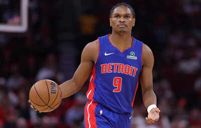 Ausar Thompson of the Detroit Pistons dribbles against the Houston Rockets during the first half (Image Source - Getty Images) Ausar Thompson dominates with tenacity and scoring as Pistons outlast physical Rockets squad