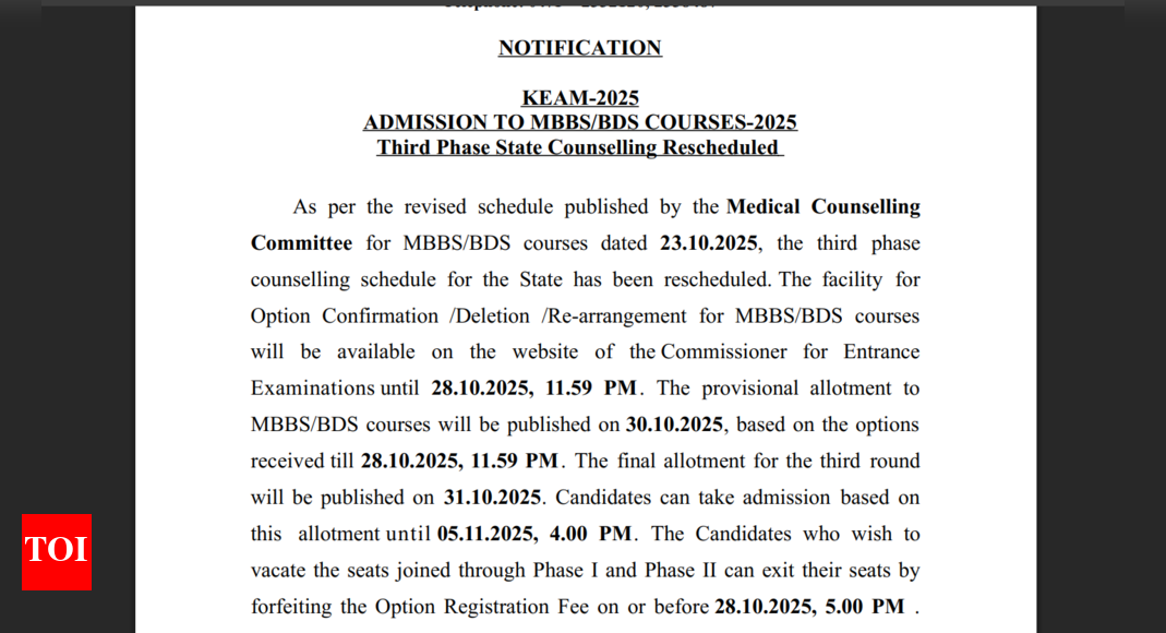 CEE Kerala announces rescheduled KEAM counselling 2025 round 3 dates: Check important dates here