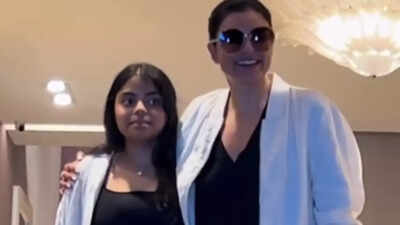 Sushmita Sen and daughter Alisah twin in monochrome outfits during casual shopping day out