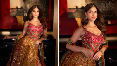 Suhana Khan stole the spotlight at the Diwali 2025 celebrations, swapping her usual style for a traditional look. Shah Rukh Khan's daughter opted for an exquisite lehenga from a high-end homegrown brand. The opulent ensemble's astounding price tag of Rs. 1.69 lac has since gone viral. Suhana Khan stuns in high-end outfit for Diwali celebrations; decoding the Gen Z star kid's Rs 1.69 lac lehenga