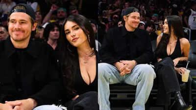 Justin Herbert and Madison Beer) Justin Herbert enjoyed post-win celebration with Madison Beer at Los Angeles Lakers vs Minnesota Timberwolves game