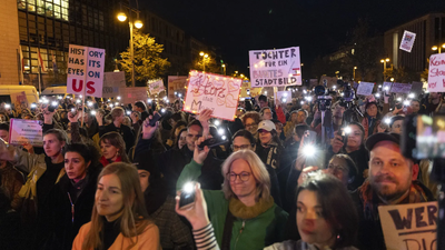 People protest against a recent comment by Chancellor and CDU head Friedrich Merz (AP) Does adopting far-right rhetoric help the political center?