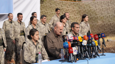 Kurdistan Workers' Party (PKK) fighters stand to attention during a ceremony in the Qandil area of northern, Iraq (Image credits: AP) Kurdish rebel group PKK says withdrawing forces from Turkey