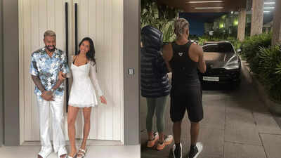 Hardik Pandya and Mahieka Sharma  Hardik Pandya wins over lady love Mahieka Sharma with 'perfect bouquet'