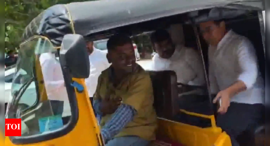 KTR hits the road — literally: BRS leader rides auto that once ferried Rahul Gandhi; calls Congress promises ‘hollow’ (Watch)