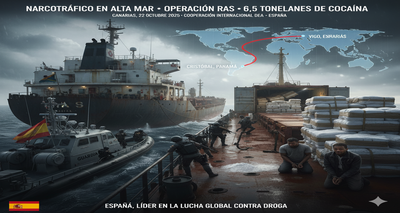 España incauta 6,5 toneladas de cocaína en un barco cerca de las Islas Canarias tras aviso de Estados Unidos