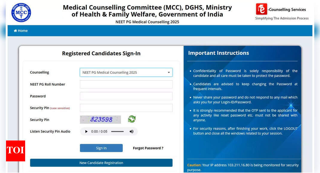 NEET PG Counselling 2025: MCC to accept NRI applications till today, round-wise schedule expected shortly at mcc.nic.in