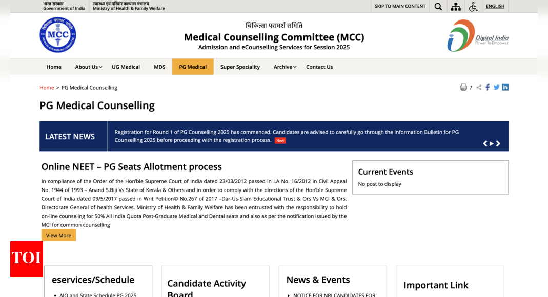 NEET PG counselling 2025 schedule released at mcc.nic.in: Round 1 registration ends on November 5, check details