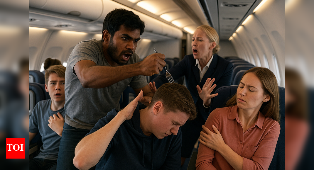 Mid-air drama: Indian passenger stabs two teens with fork, slaps woman; flight diverted to Boston