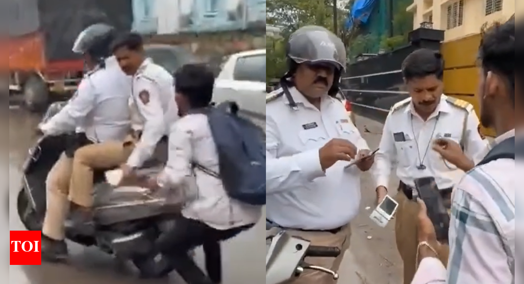 Viral video twist in Thane: Rider confronts traffic cop after helmet action; officer fined Rs 2,000 for using friend’s scooter