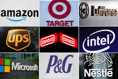 This undated combination of photos shows clockwise from top left the company logos for Amazon, Target, Lufthansa Group, UPS, ConocoPhillips, Intel, Microsoft, Procter & Gamble and Nestle. (AP Photo, file) Massive layoffs in Amazon, UPS, Target: The new career playbook is reinvention