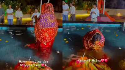 Suryakumar Yadav's mother asked everyone to pray for Shreyas Iyer's speedy recovery after a spleen injury. (Image: Instagram) 'Mummy praying for Shreyas Iyer': Suryakumar Yadav's sister posts heartwarming Chhath Puja video on social media