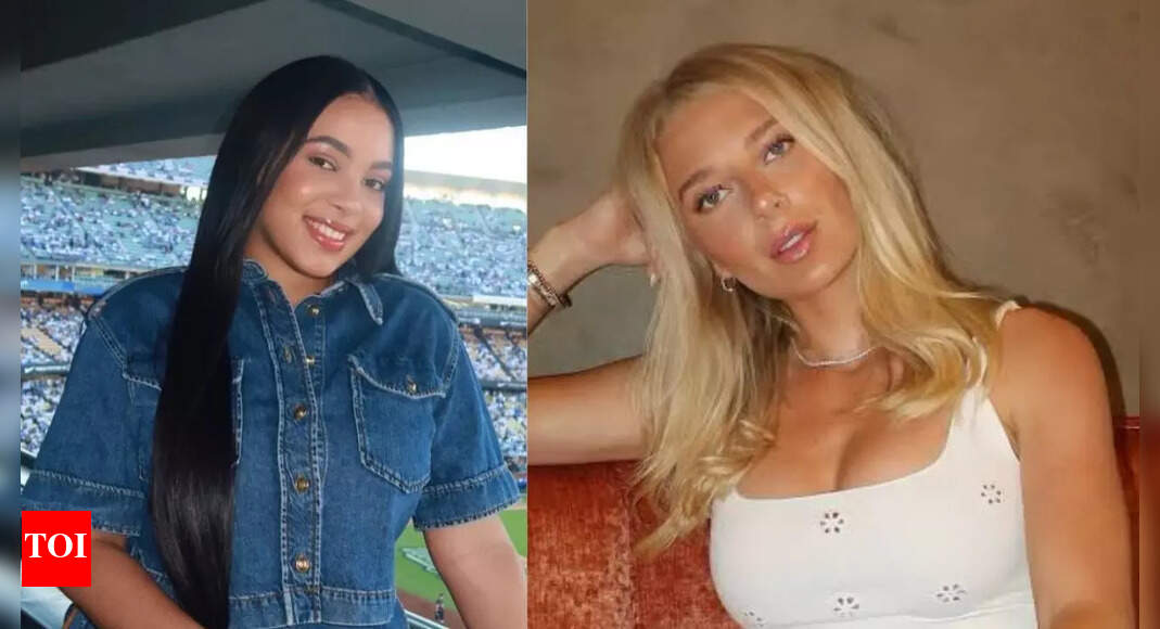 Shane Bieber’s wife Kara stuns in red leather look at World Series Game 3 as Vladimir Guerrero Jr.’s wife Nathalie reacts