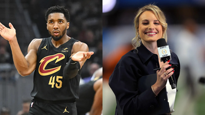 ESPN reporter Katie George retrieves Donovan Mitchell’s playing status in a lighthearted moment