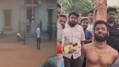 Bangladeshi man held for targeting temple idol  Illegal Bangladeshi tries to damage idol at Venugopalaswamy temple; arrested