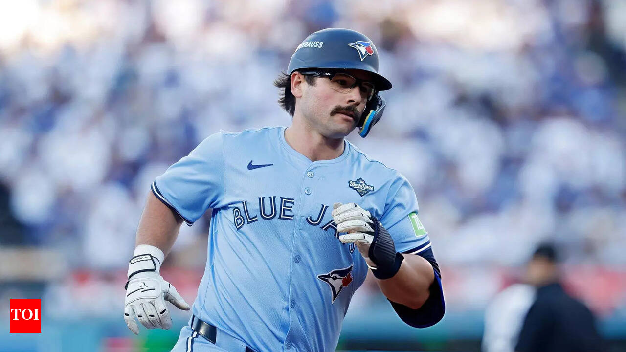 Davis Schneider's father celebrates son's first-pitch home run in World  Series Game 5 at Dodger Stadium | MLB News - The Times of India