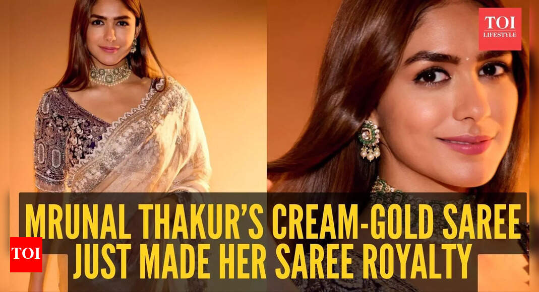 Mrunal Thakur: This cream-gold saree just made Mrunal Thakur the undisputed queen of sarees | – The Times of India