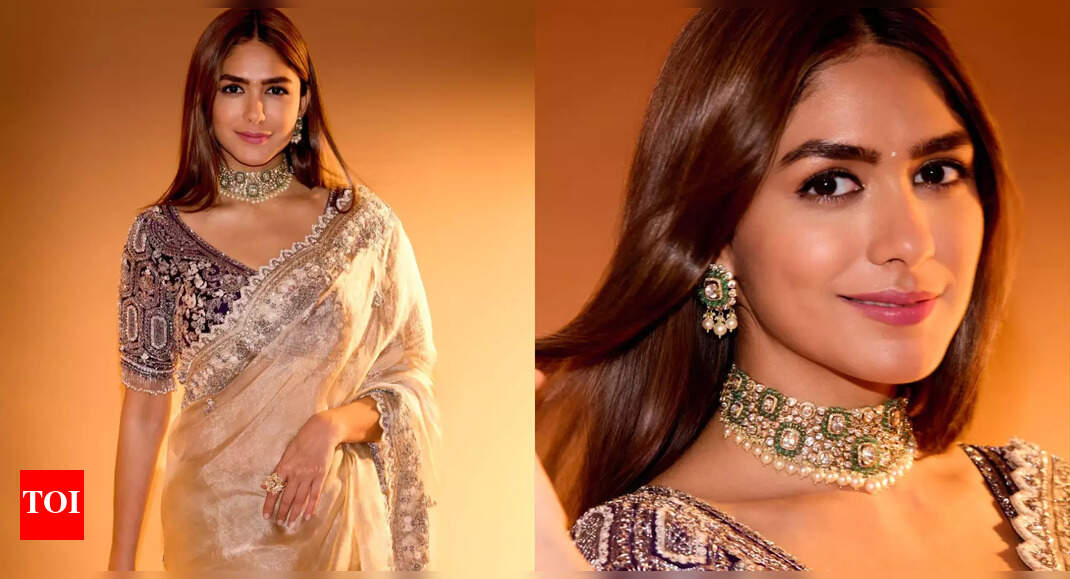 This cream-gold saree just made Mrunal Thakur the undisputed queen of sarees