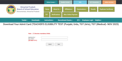 HP TET admit card 2025 released at hpbose.org: Direct link to download hall tickets here