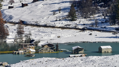 Partly flooded village of Blatten five months after landslide (Image credits: AP) Residents of Swiss village swallowed by mudslide work to rebuild for return home