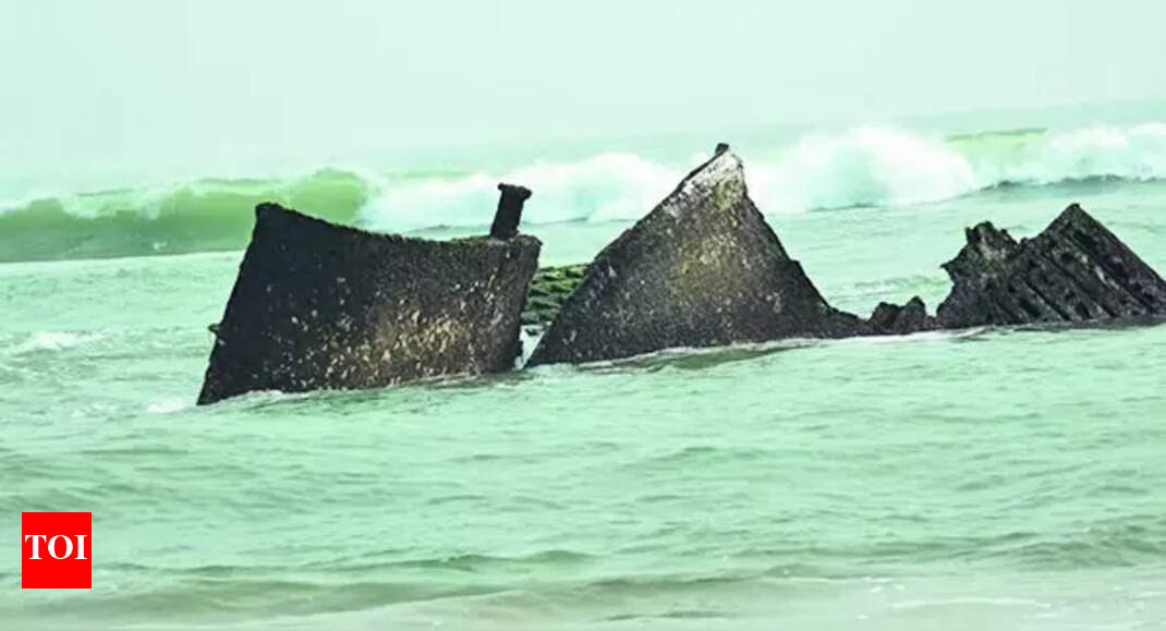Shipwreck washes up on Satabhaya beach