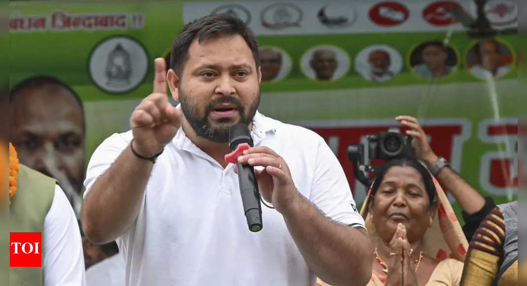 'Should release sorry patra': Tejashwi Yadav, Congress tear into NDA's Bihar manifesto; mock press event