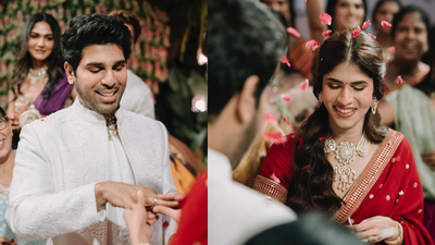 Actor Allu Sirish is officially engaged to his longtime love, Nayanika, sharing the joyous news on social media. The actor revealed Nayanika's face for the first time, slipping a ring onto her finger during an intimate ceremony. The couple, dressed in traditional attire, celebrated with close family and friends, including prominent Tollywood personalities. Allu Sirish gets engaged to Nayanika in an intimate ceremony; shares cheerful moments with his 'love of Life'