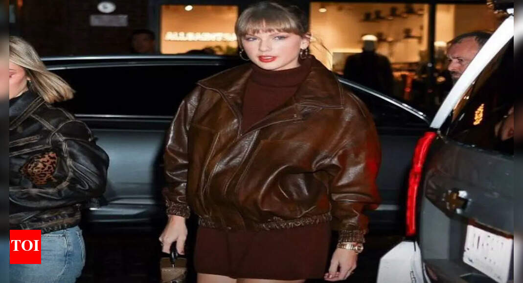 Taylor Swift steps out in chic monochrome brown look in NYC, flaunting engagement ring from fiancé Travis Kelce