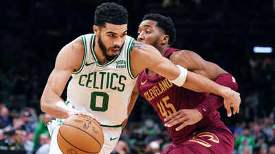 Donovan Mitchell of Cavaliers guarding Jayson Tatum of Celtics (Image via Getty). Why is Jayson Tatum not playing tonight vs the Philadelphia 76ers? Latest update on the Boston Celtics star’s injury report (October 31, 2025)