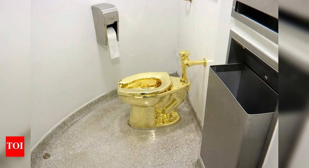 A solid gold toilet is up for auction. Starting price: $10 million