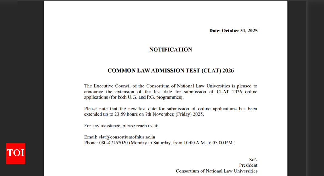 CLAT registration window 2026 extended: Check last date to apply here