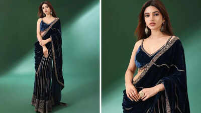 Out and about promoting her latest release, 'Mass Jathara' with Ravi Teja, Sreeleela was seen turned heads in a stunning, high-value ethnic ensemble. The ensemble, was bold and edgy, crafted in velvet but at the same time, it was accompanied by a hefty price tag of Rs. 70,900 as well. Sreeleela flaunts edgy draped sharara look for 'Mass Jathara' promotions that's worth whopping Rs 70,900 - See Pics