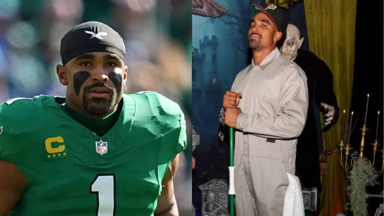 jalen hurts dresses as 'god' for the eagles' halloween party Jalen Hurts y Philadelphia Eagles en la Fiesta de Halloween