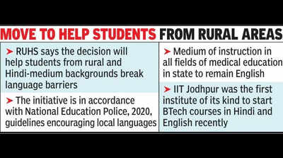 Raj med students can write exams in Hindi, English, or mix of both
