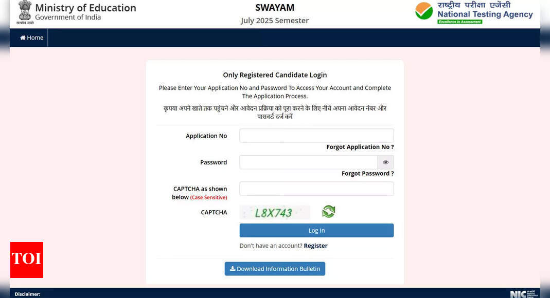 NTA SWAYAM July 2025 registration closes today, apply now at swayam.nta.ac.in before 11:50 pm
