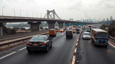 Container truck accident disrupts traffic near Jupiter Hospital on Eastern Express Highway